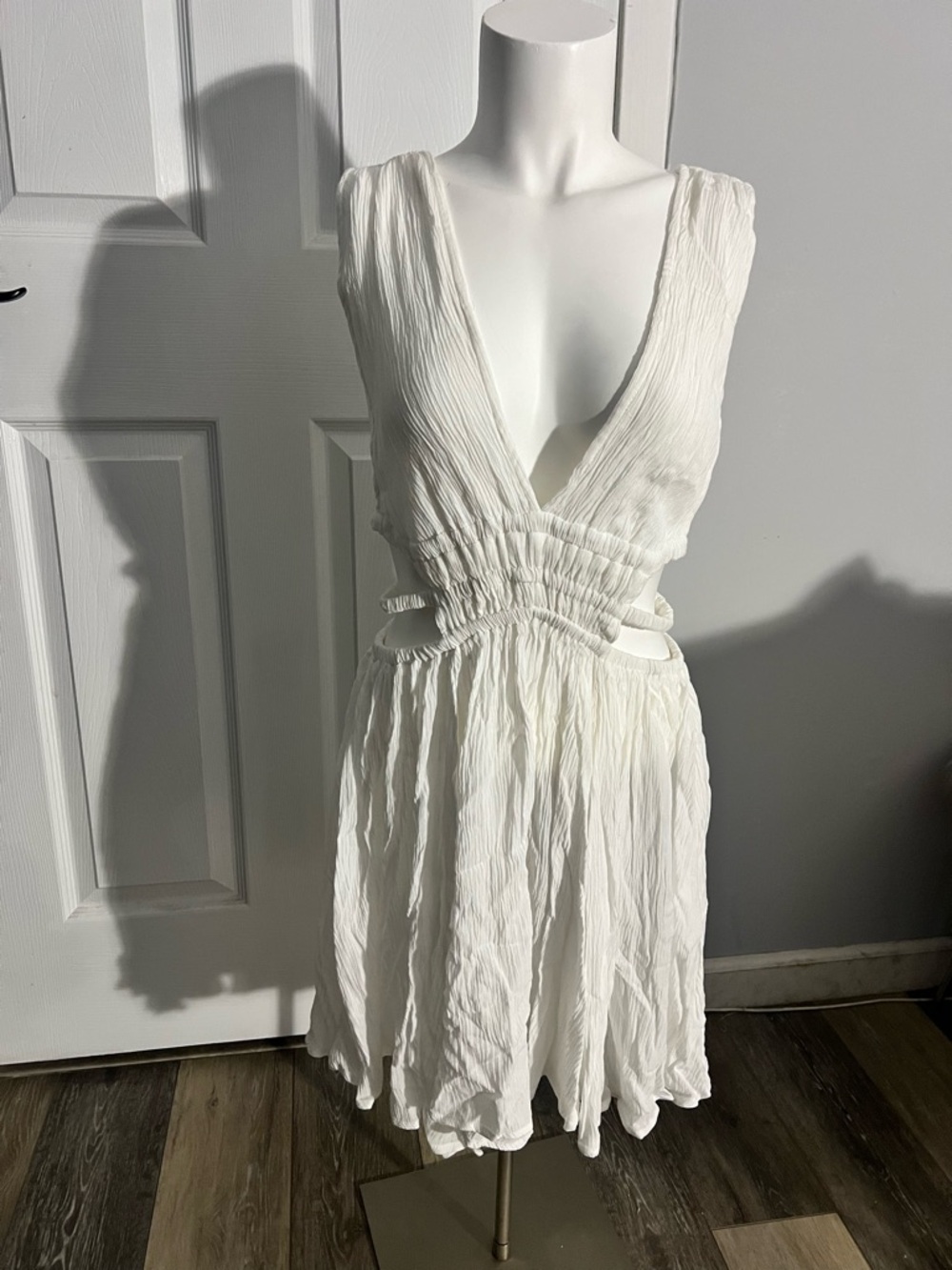 Windsor White Plunging V-Neck Cutout Mini Dress